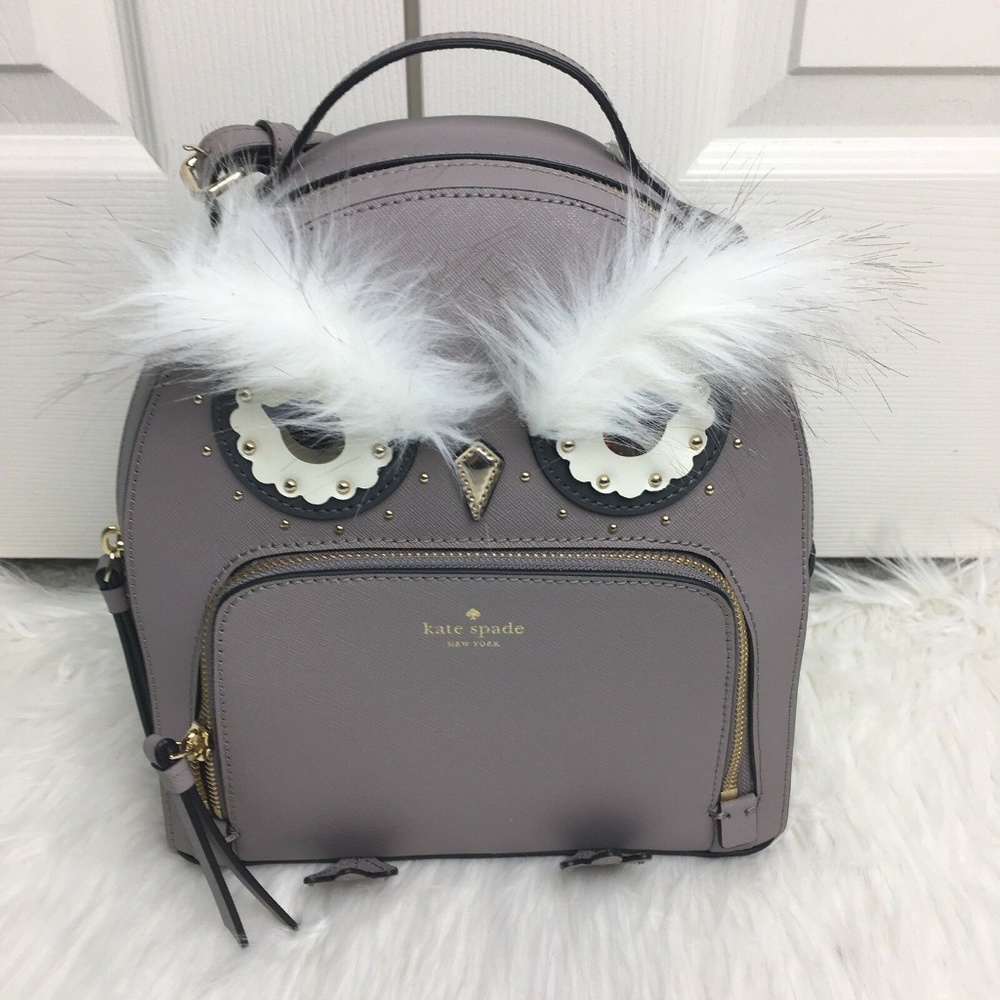 NWT KATE SPADE Owl Tomi Star Bright Backpack Gray